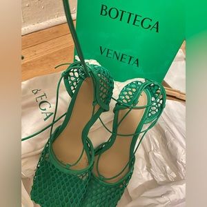 Womens Bottega Veneta Stretch Lace Up Sandal - Grass Color Worn Once